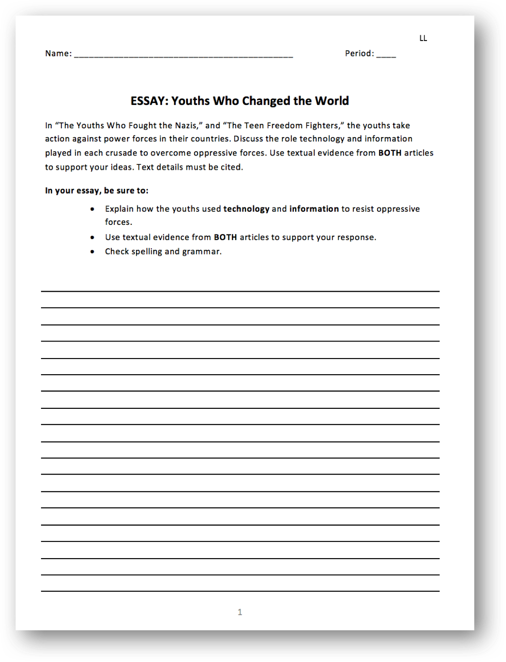 how youth can change the world essay